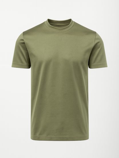 Mercerised Cotton T-Shirt - Olive