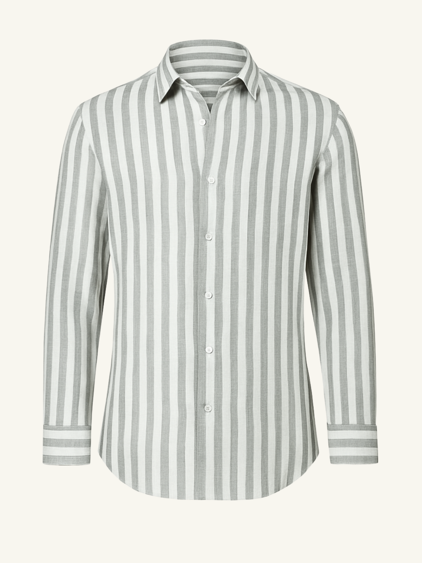 Striped Linen Shirt - Sage Green