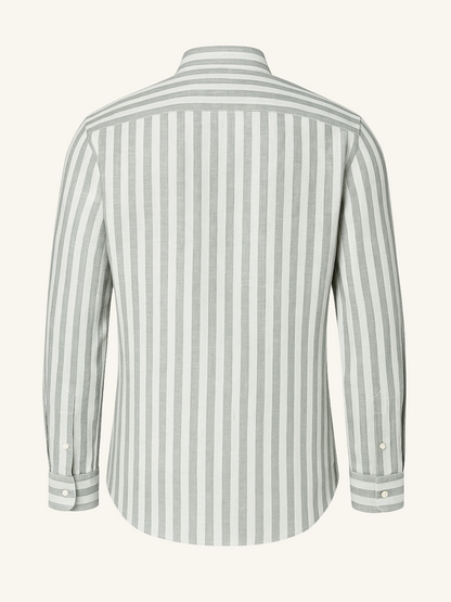 Striped Linen Shirt - Sage Green