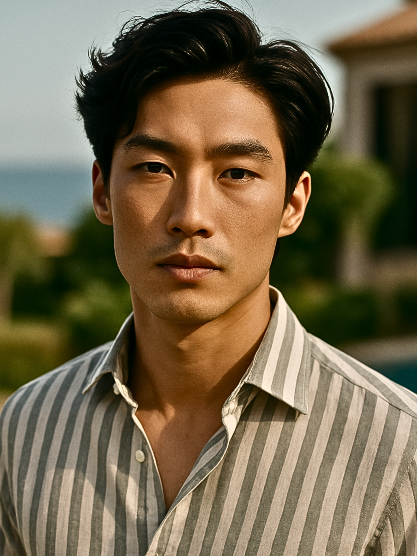 Striped Linen Shirt - Sage Green